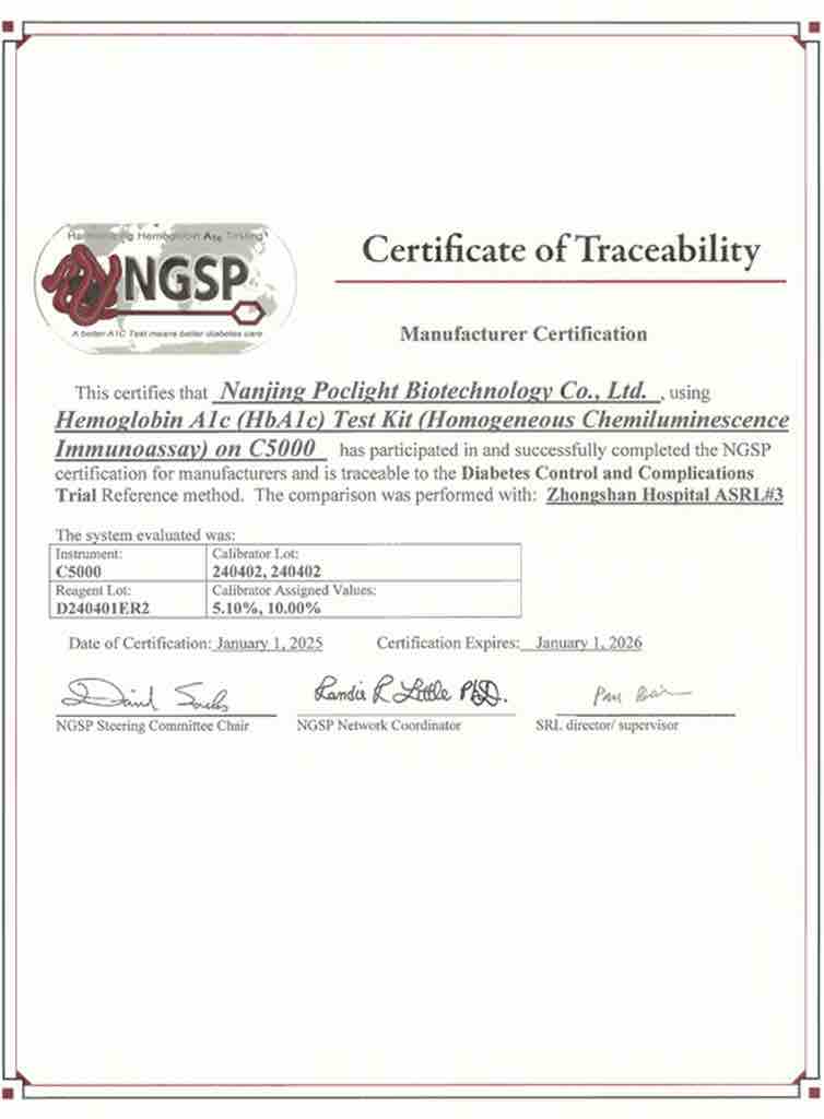 Poclight's HbA1c test is now NGSP certified!